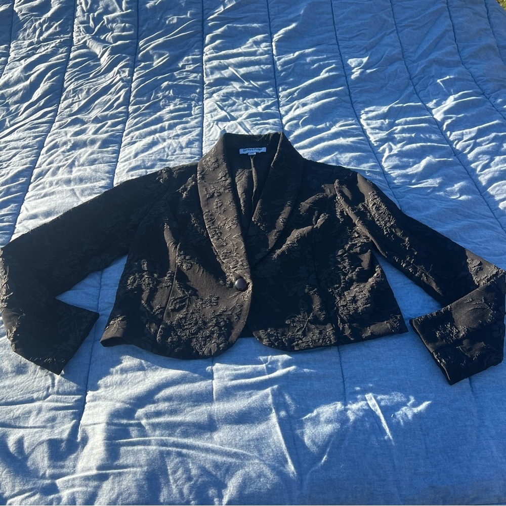 Shelby & Palmer Black Rose Brocade Y2K Blazer Size Small